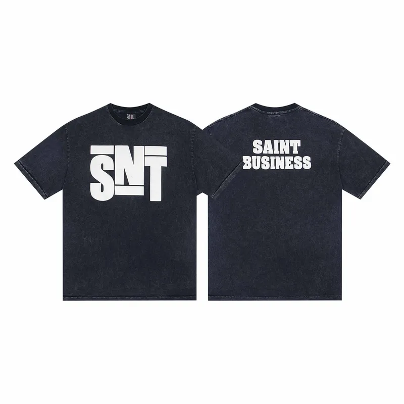 130💰S03# SAINT MICHAEL retro high street distressed vinTAGE short-sleeved T-shirt 15 washed black S,M,L,XL